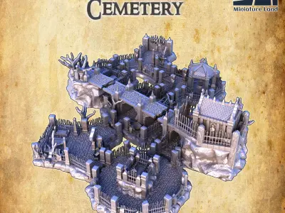 Medieval Cemetery Tabletop Terrain 28 MM 3D print model