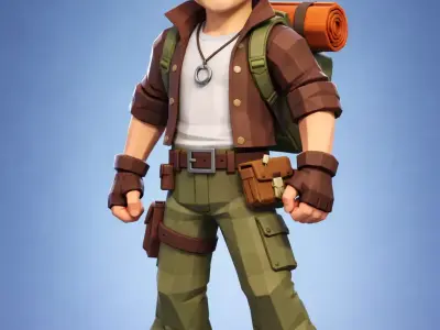 Low-Poly Adventure Hero  Low-poly 3D model