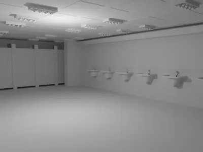 Restroom Interior No Material 3D model