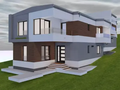 house modern on hill 3D model