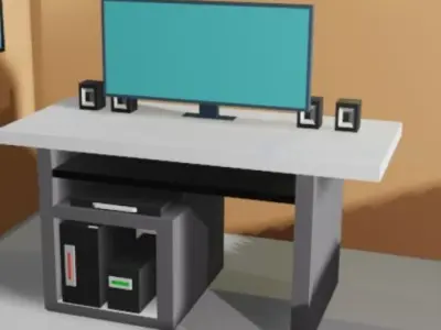 computer table Low-poly 3D model