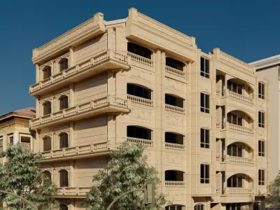 Classic stone facade-Building Classic Facade Element 3D model 7