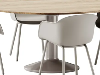 Midst Table and Fiber Armchair by Muuto 3D model