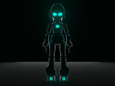 Cute Robot Low-poly 3D model