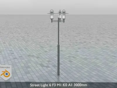 Street Light 6 F3 M1 K0 A1 3000mm  Low-poly 3D model