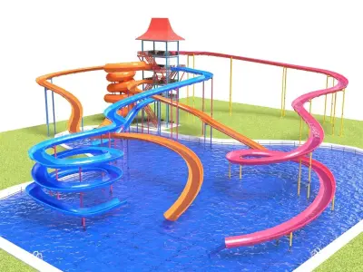 Water Slides 2 Low-poly 3D model
