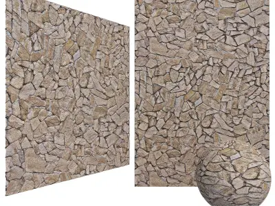Old Stone Mosaic  Wall Cobblestone 6k  Tileable CoronaVray 3D model