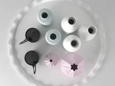 Vases Collection on tray 3D model