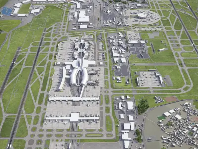 Paris - Charles de Gaulle Airport - CDG Low-poly 3D model