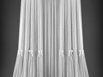Curtain with ruffles Low-poly 3D model