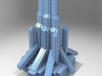 Cyberpunk Tower Grid politicians Grand Tower 3D model