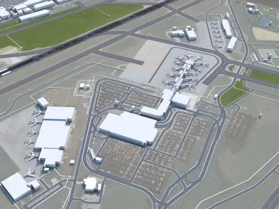 Bill and Hillary Clinton National Airport 10km Low-poly 3D model