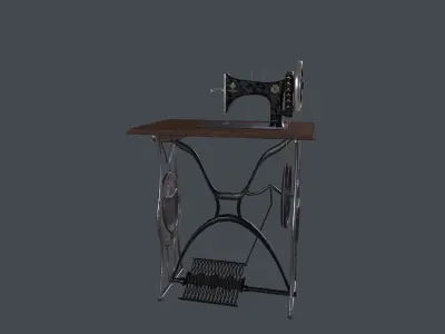 3d singer treadle machine sewing machine Low-poly 3D model