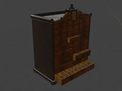 Antique Wooden Apothecary Drawer Cabinet Low-poly 3D model