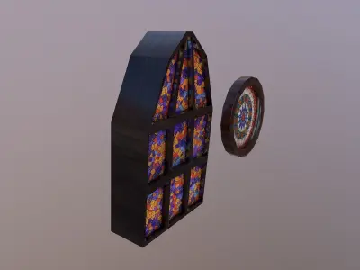 Low Poly Gothic Windows  Free low-poly 3D model