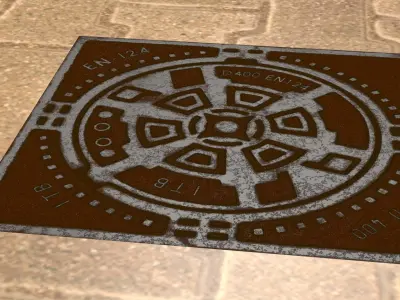  Sewer cap Low-poly 3D model