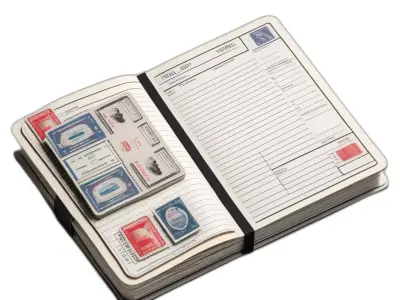 Vintage Philately Journal with Stamps Low-poly 3D model