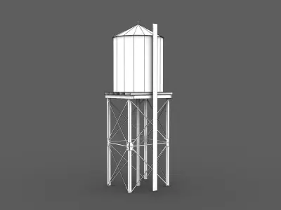 Water Tower Low-poly 3D model