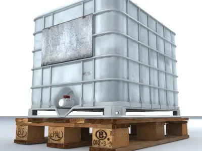 Liquid Plastic Tank on Pallet 3D model