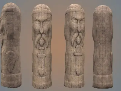 Old Celtic Idol Low-poly 3D model