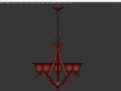 DOVER CHANDELIER WITH SHADES Low-poly 3D model