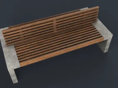 Modern Outdoor Bench 26 PBR Game Ready Low-poly 3D model