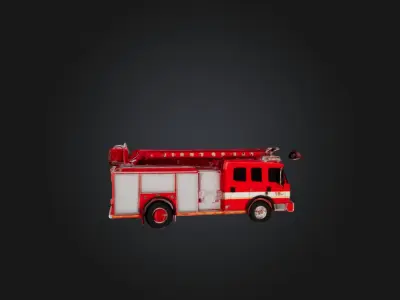realistic fire truck Low-poly 3D model