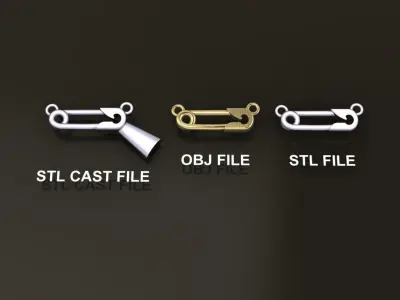 Safety Pin Pendant 15MM WIDTH LENGTH SMALL SIZE  3D print model