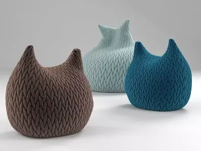 Slumber two knitted cat shaped vases 3D model