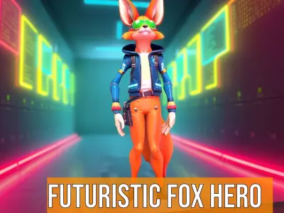 Futuristic Fox Hero model pack Low-poly 3D model