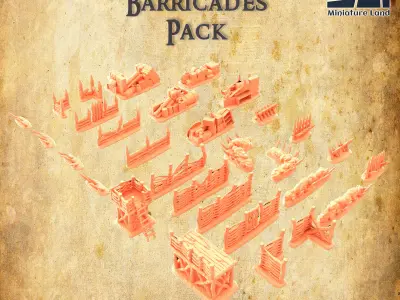Modular Village Barricades Pack Tabletop Terrain 28 MM 3D print model