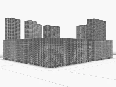 Residential Complex Buildings  Low-poly 3D model
