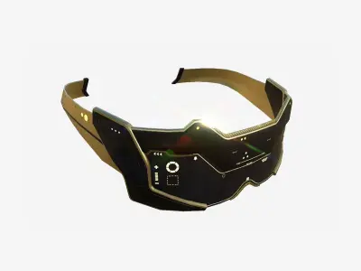 SciFi Glasses F08 Black Gold - Character Design Fashion Low-poly 3D model
