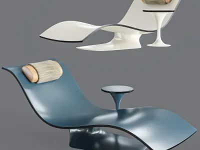 water pool lounge chair and table 3D model