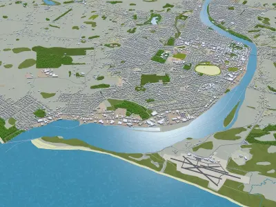 Whanganui New Zealand 20km Low-poly 3D model