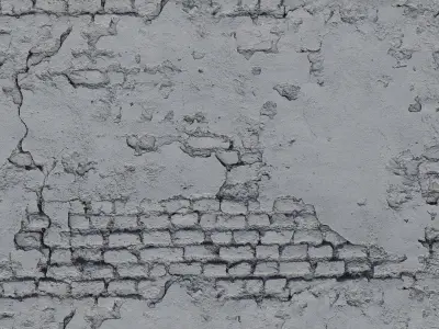 Old Damaged Brick Wall PBR  Texture