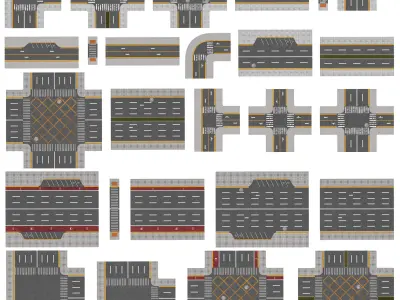 Road Pack low-poly Low-poly 3D model