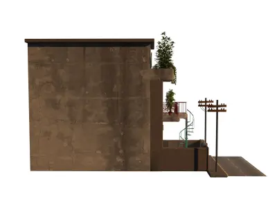 3D house model building with plants 3D model