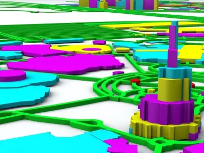 Disneyland Tokyo Road Network Buildings and Streets 3D model