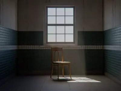 Chair in Empty Tiled Interior 3D model