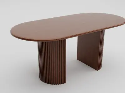 Elegant Oval Wooden Dining Table 3D model
