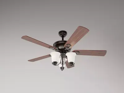 Modern Wooden Ceiling Fan Set 3D model