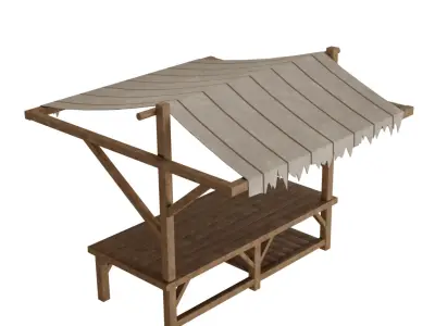 Medieval Wooden Market stall 3D model