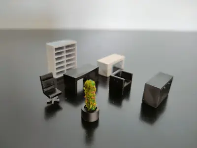 Office furniture for office interiour - H0 Scale  3D print model