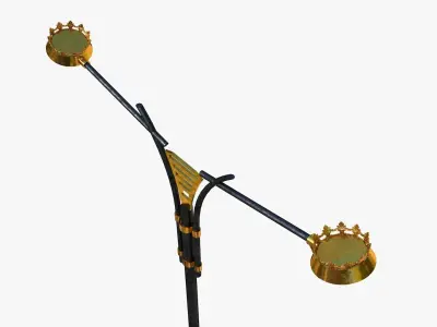 Cast iron modern street light lamp with 2 luminaries 3D model