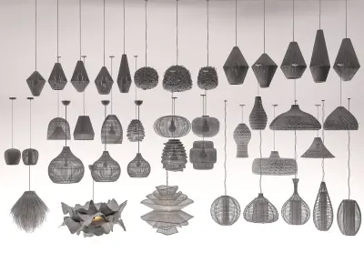 Wabi - sabi Boho pendant light collection 2 3D model