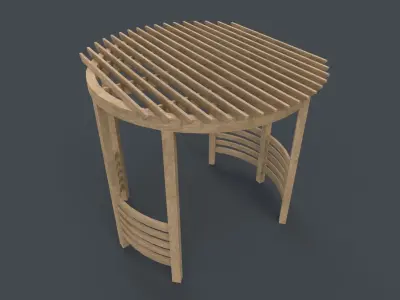 PBR Wooden Pergola Gazebo A6 Low-poly 3D model