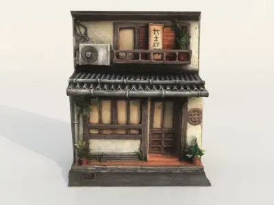 - Japanese House Facade - Low-poly 3D model