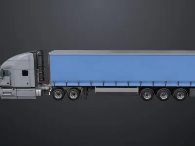  Heavy Truck 05 Curtainsider Trailer All PBR Unity UE Textures 