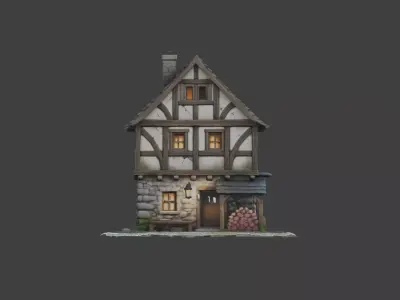 Medieval Timber House Low-poly 3D model